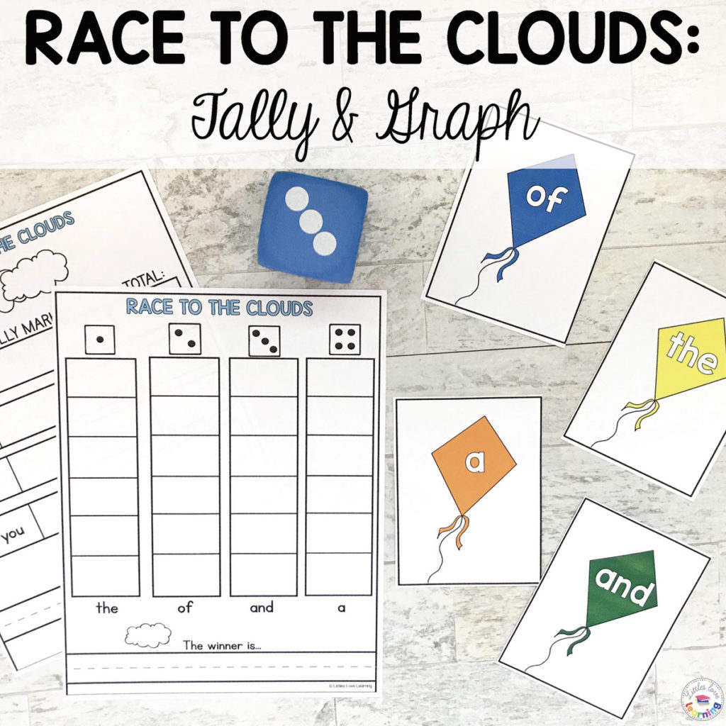 Race to the Clouds Tally and Graph Charts designed for preschool, pre-k, and kindergarten 