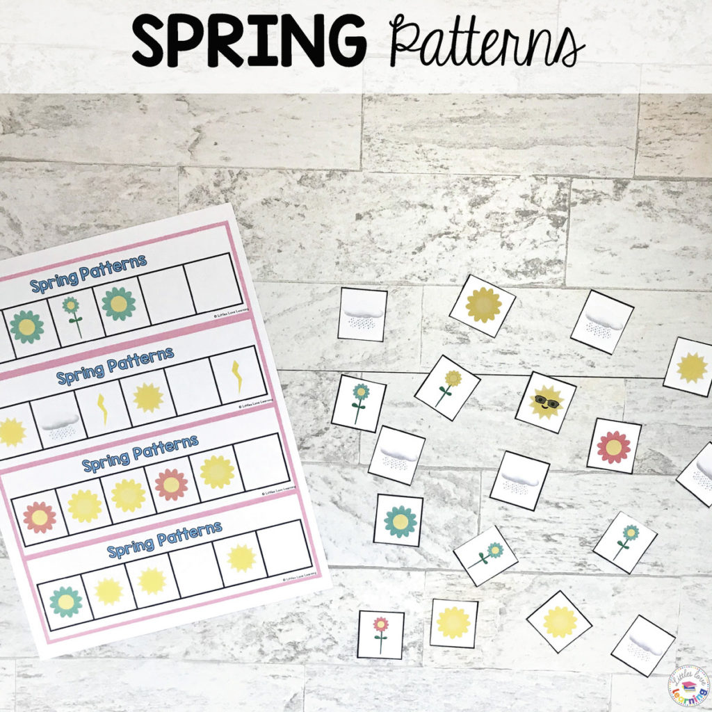 Spring Patterns Activity designed for preschool, pre-k, and kindergarten 
