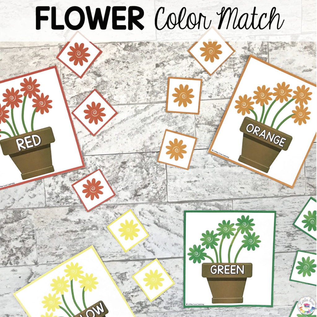 Flower Color Matching Activity designed for preschool, pre-k, and kindergarten 