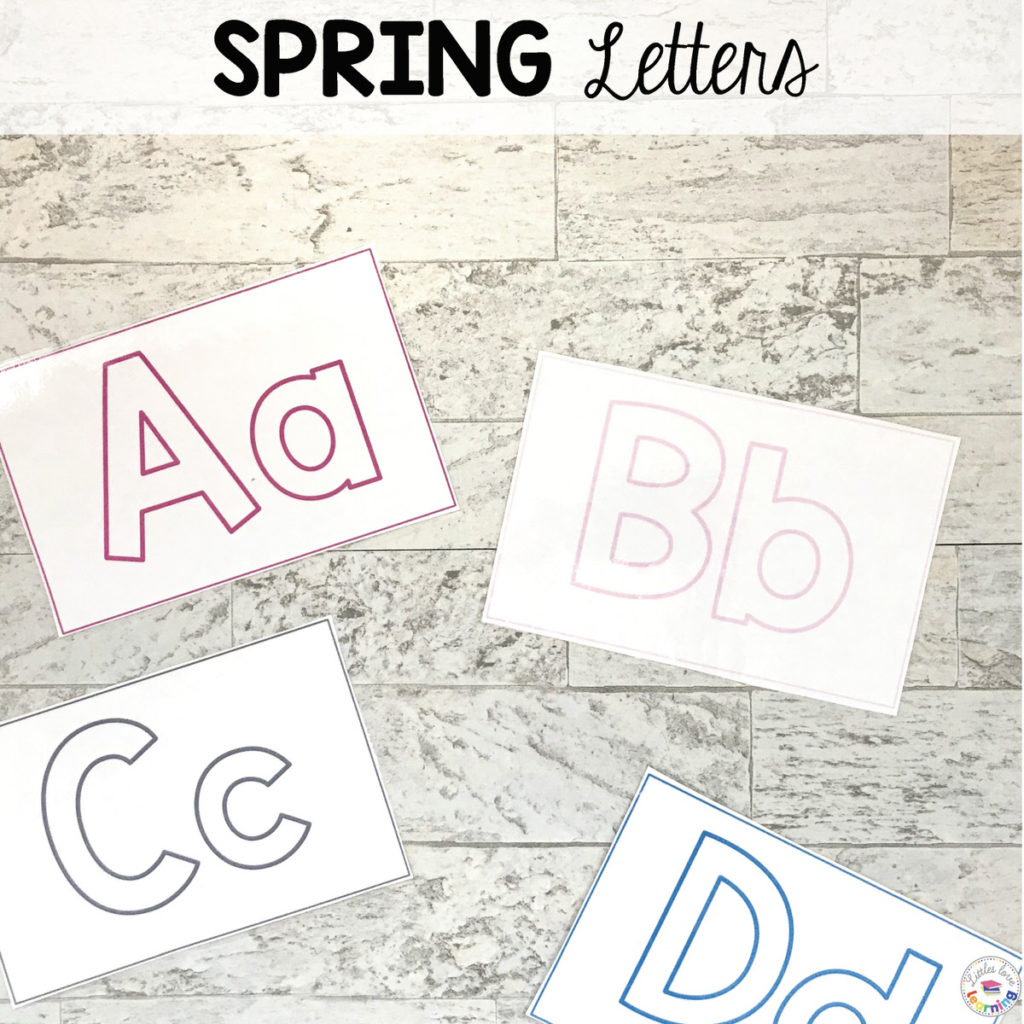 Spring Letter Mats (uppercase and lowercase letters) designed for preschool, pre-k, and kindergarten 