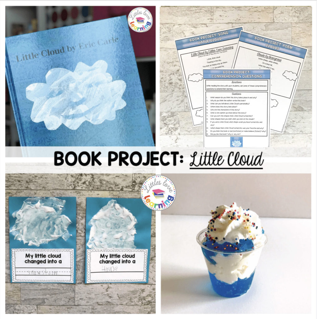 Book Project for Little Cloud by Eric Carle designed for preschool, pre-k, and kindergarten 