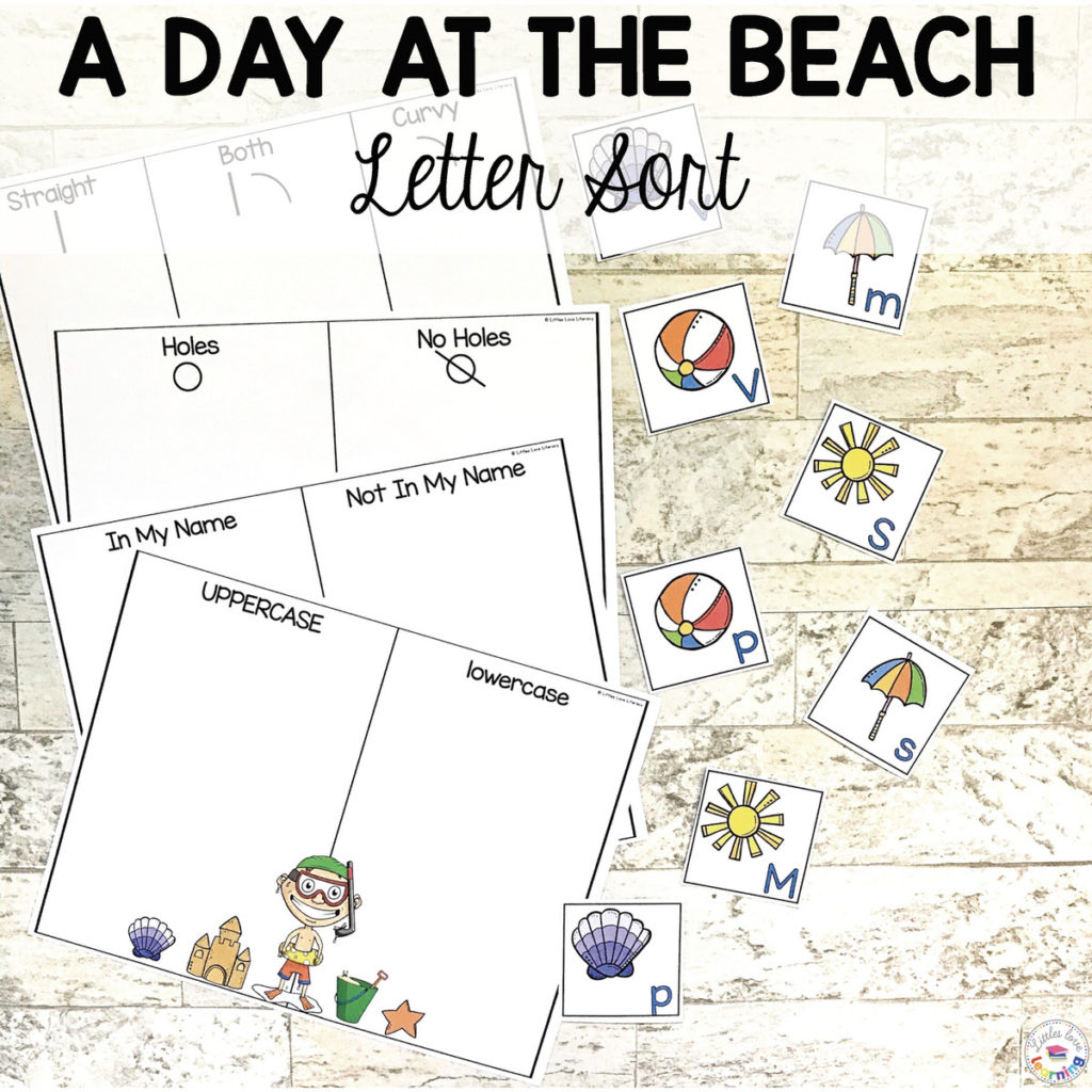 Summer letter sort designed for preschool, pre-k, and kindergarten 