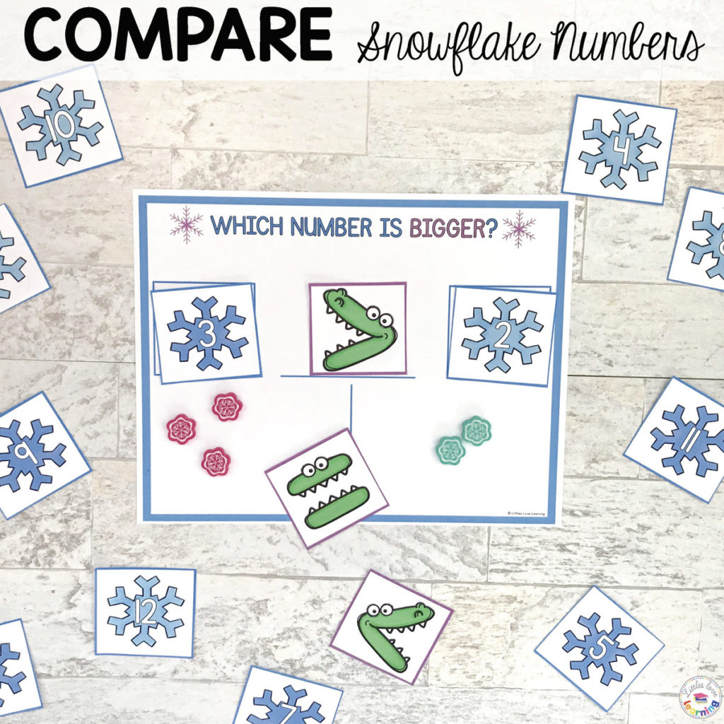 Compare Snowflake Numbers for Preschool, Pre-K, and Kindergarten