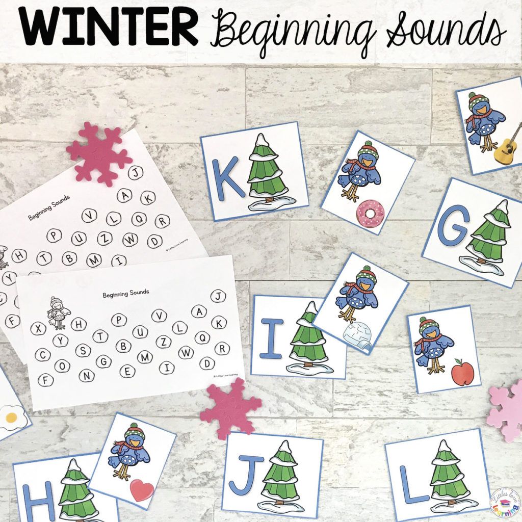 Winter Beginning Sounds Activity for Preschool, Pre-K, and Kindergarten