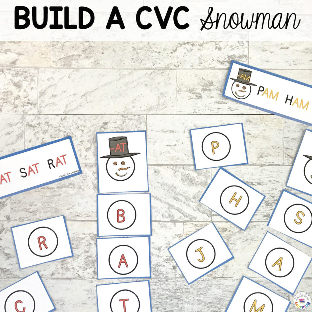 Build a CVC Snowman Activity for Preschool, Pre-K, and Kindergarten