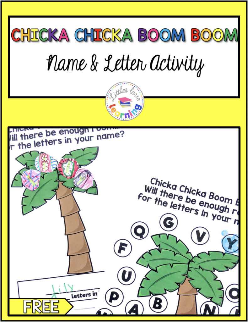 Chicka Chicka Boom Boom name and letters FREE printable activity. Click here to download. 
