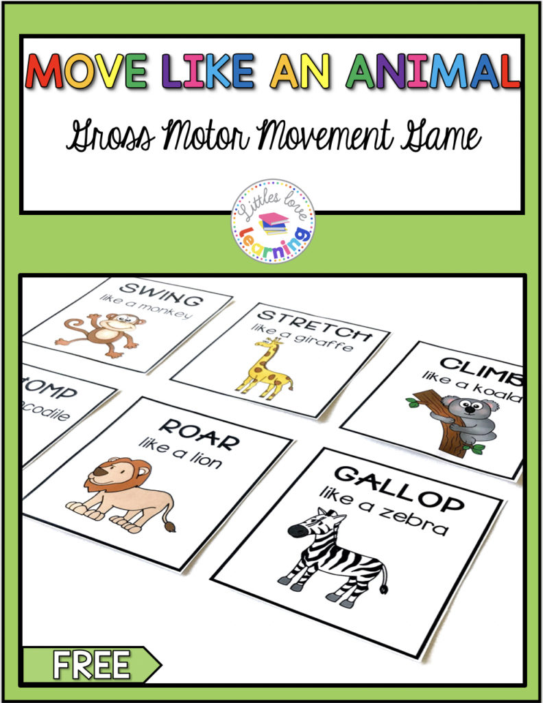 Move Like an Animal game inspired by Dear Zoo for preschool, pre-k, and kindergarten 