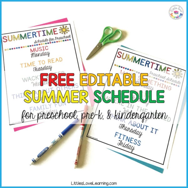 FREE &amp; EDITABLE Printable Summer Schedule for Kids