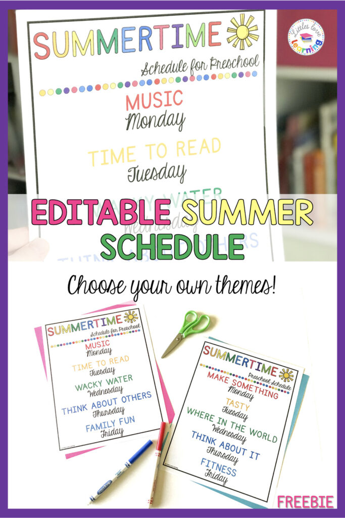 FREE &amp; EDITABLE Printable Summer Schedule for Kids