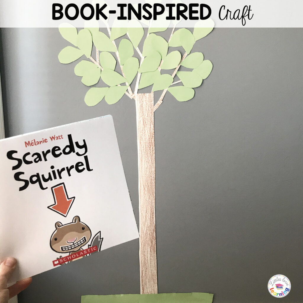 Scaredy Squirrel craft for preschool, pre-k, and kindergarten students inspired by the book.