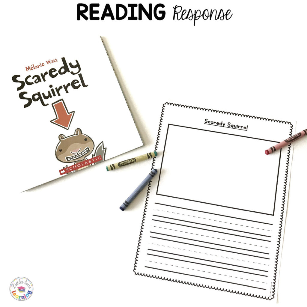 Scaredy Squirrel writing activity for preschool, pre-k, and kindergarten students inspired by the book.