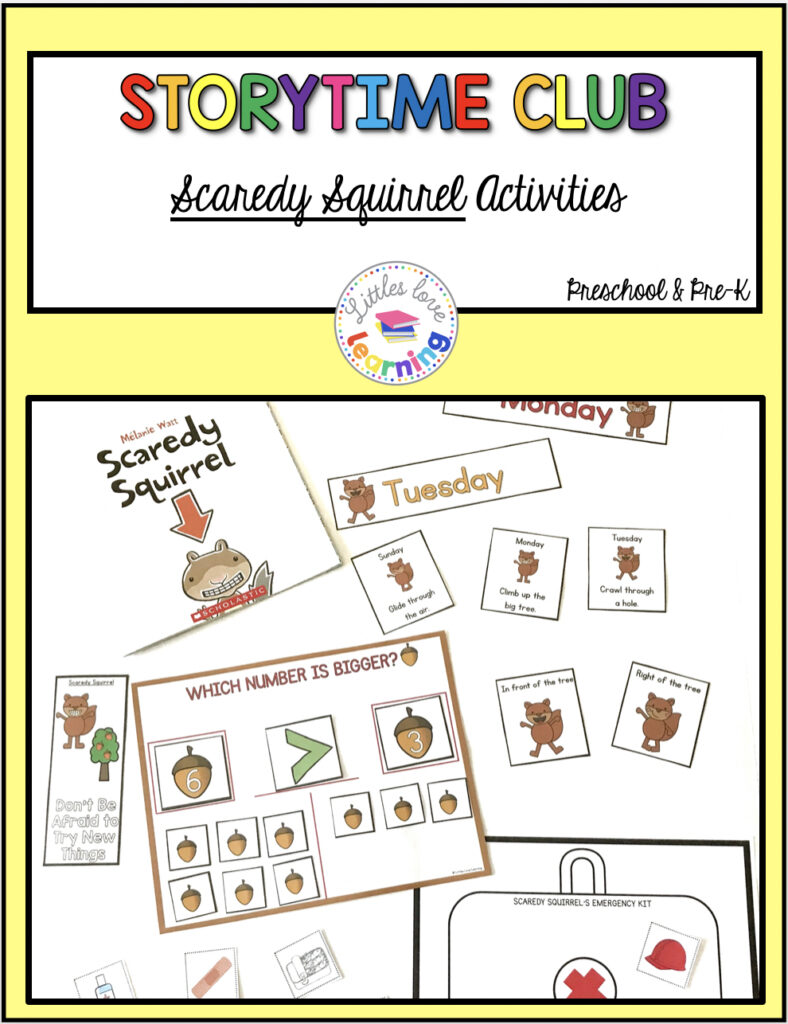 Scaredy Squirrel activities for preschool, pre-k, and kindergarten students inspired by the book.