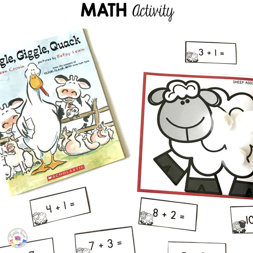 Giggle Giggle Quack math activity for preschool, pre-k, and kindergarten inspired by the book.