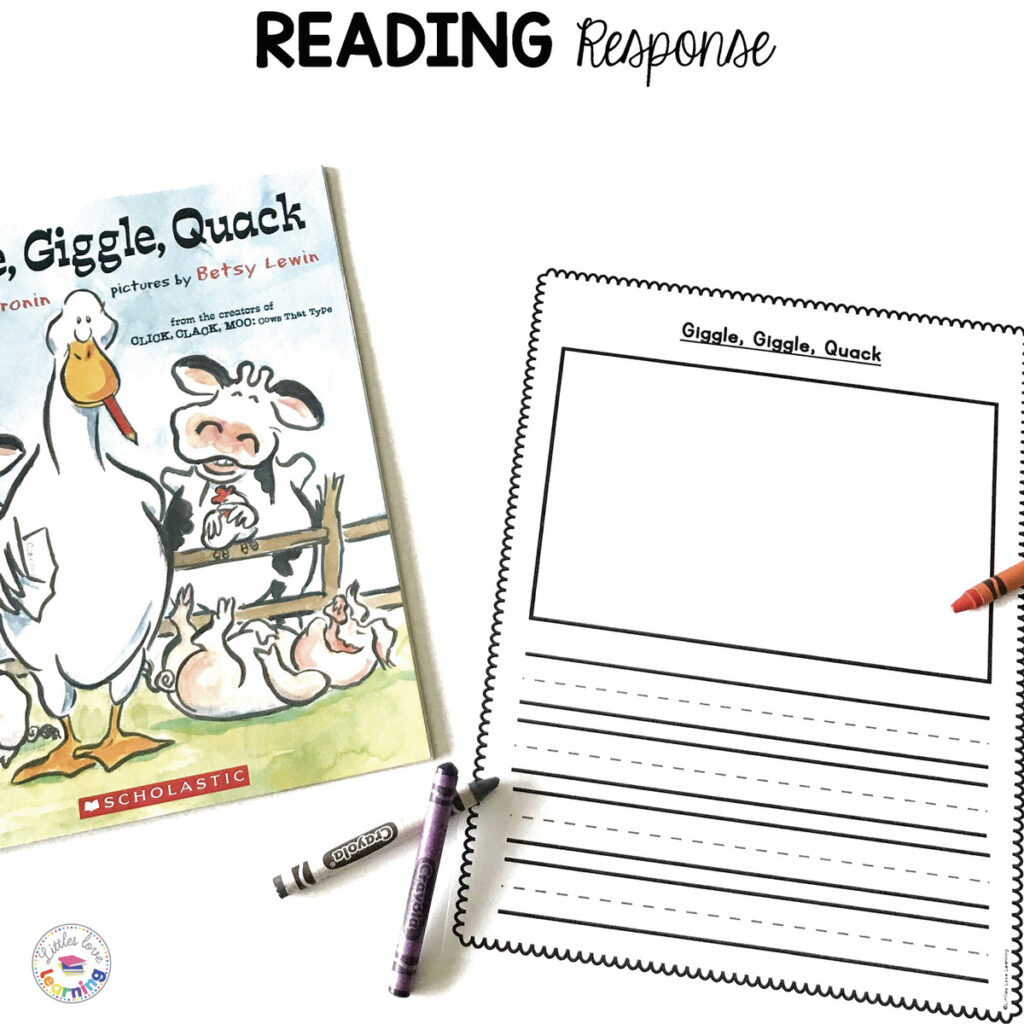 Giggle Giggle Quack journal writing activity for preschool, pre-k, and kindergarten inspired by the book.