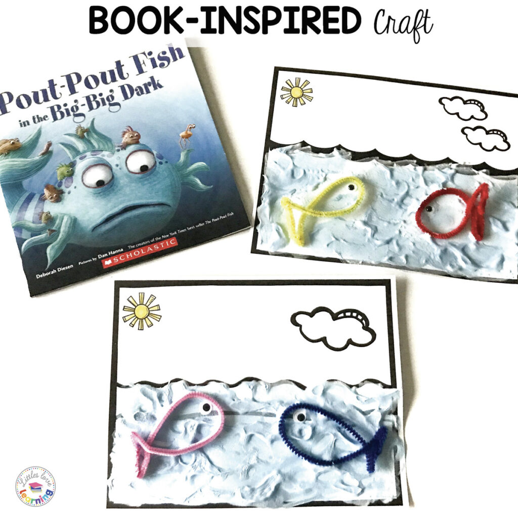 Pout Pout Fish craft activity (pipe cleaner fish) for preschool, pre-k, and kindergarten.