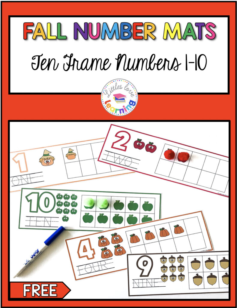 FREE Fall Number Mats 1-10. Click to download. 