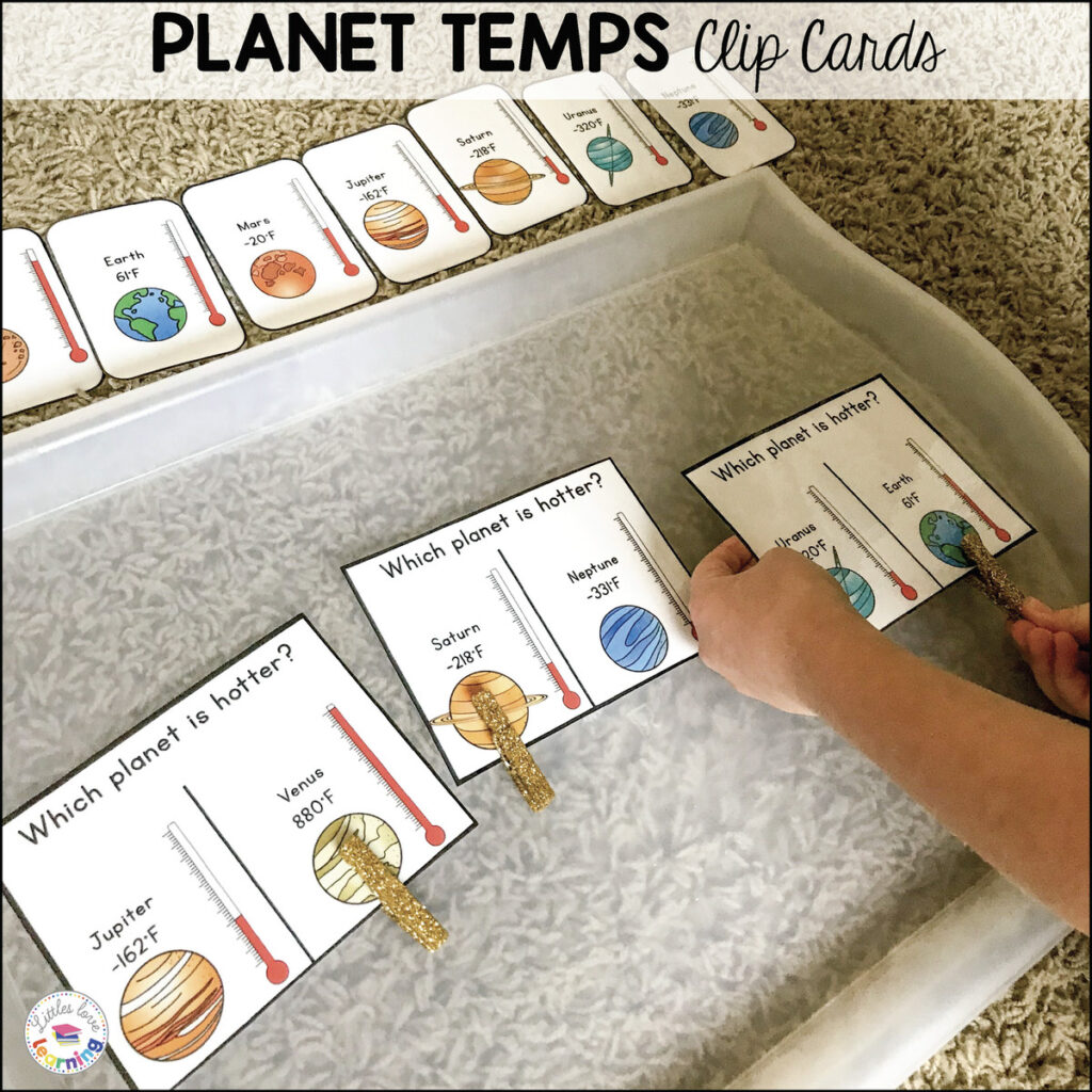 Planet Temperature Cards for Preschoolers