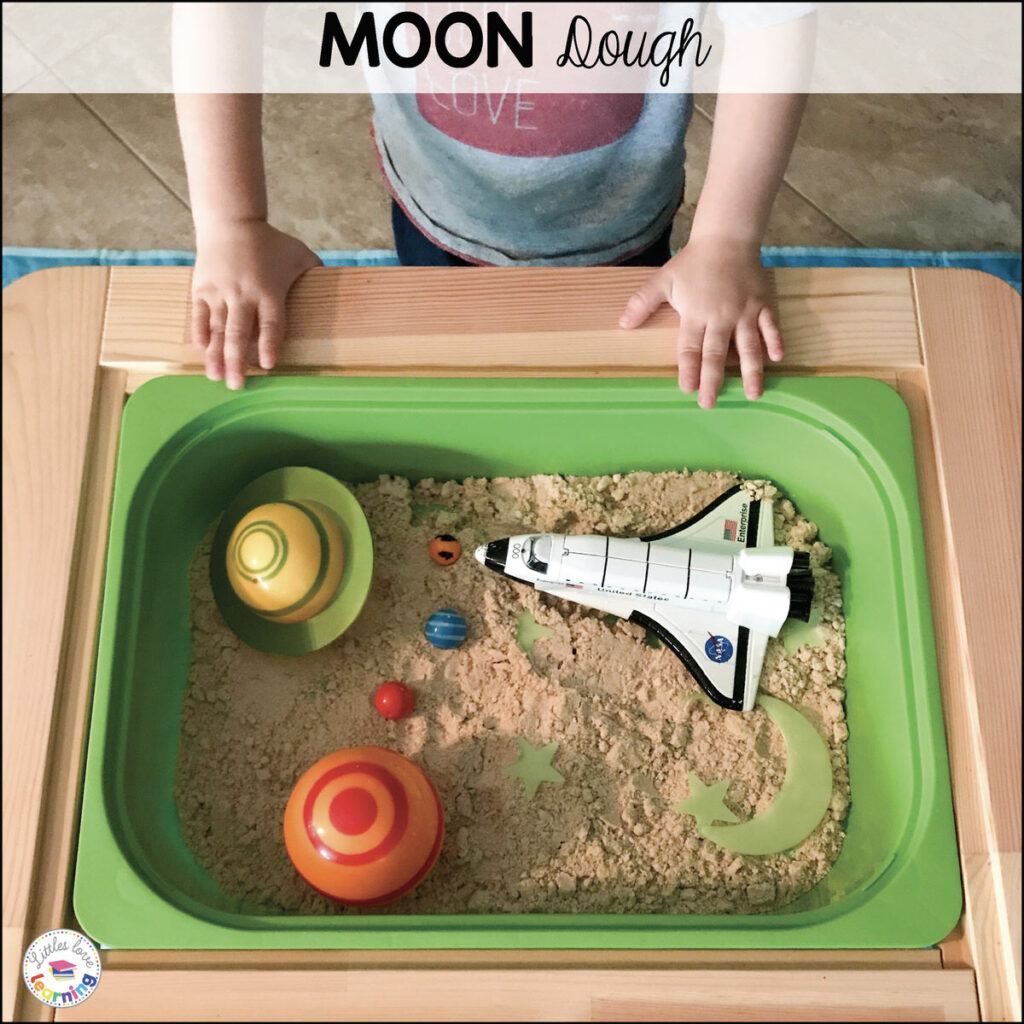 Moon Dough Sensory Bin for Preschool 