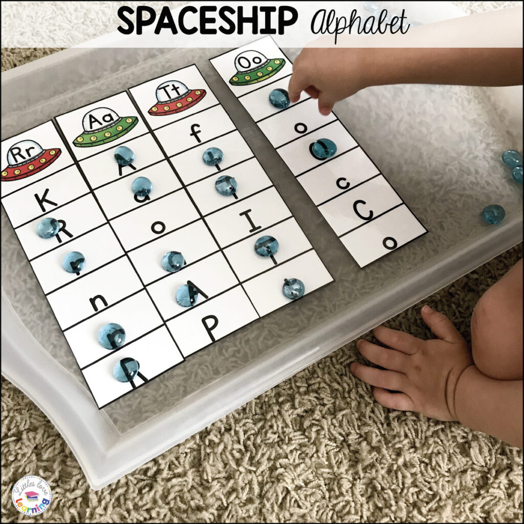 Spaceship Alphabet Cards for Preschoolers