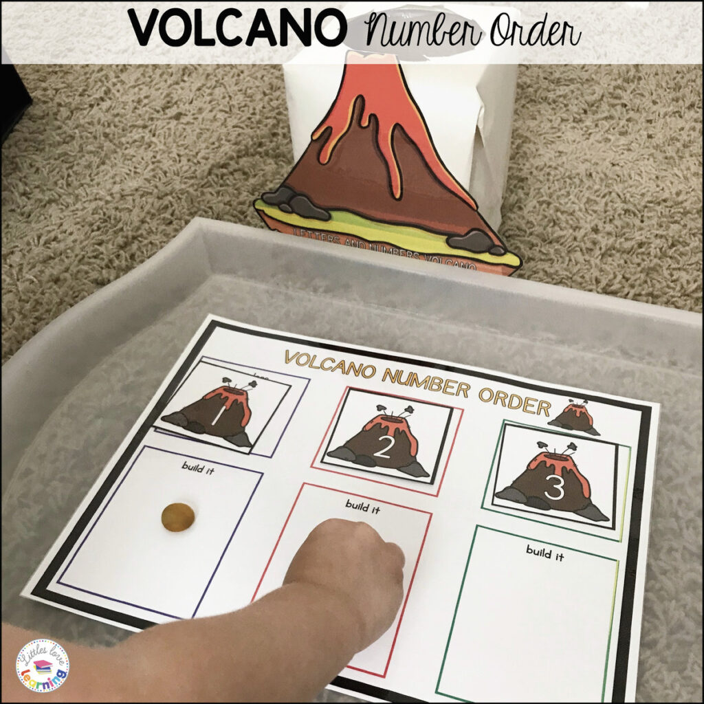 Volcano number order activity for preschool