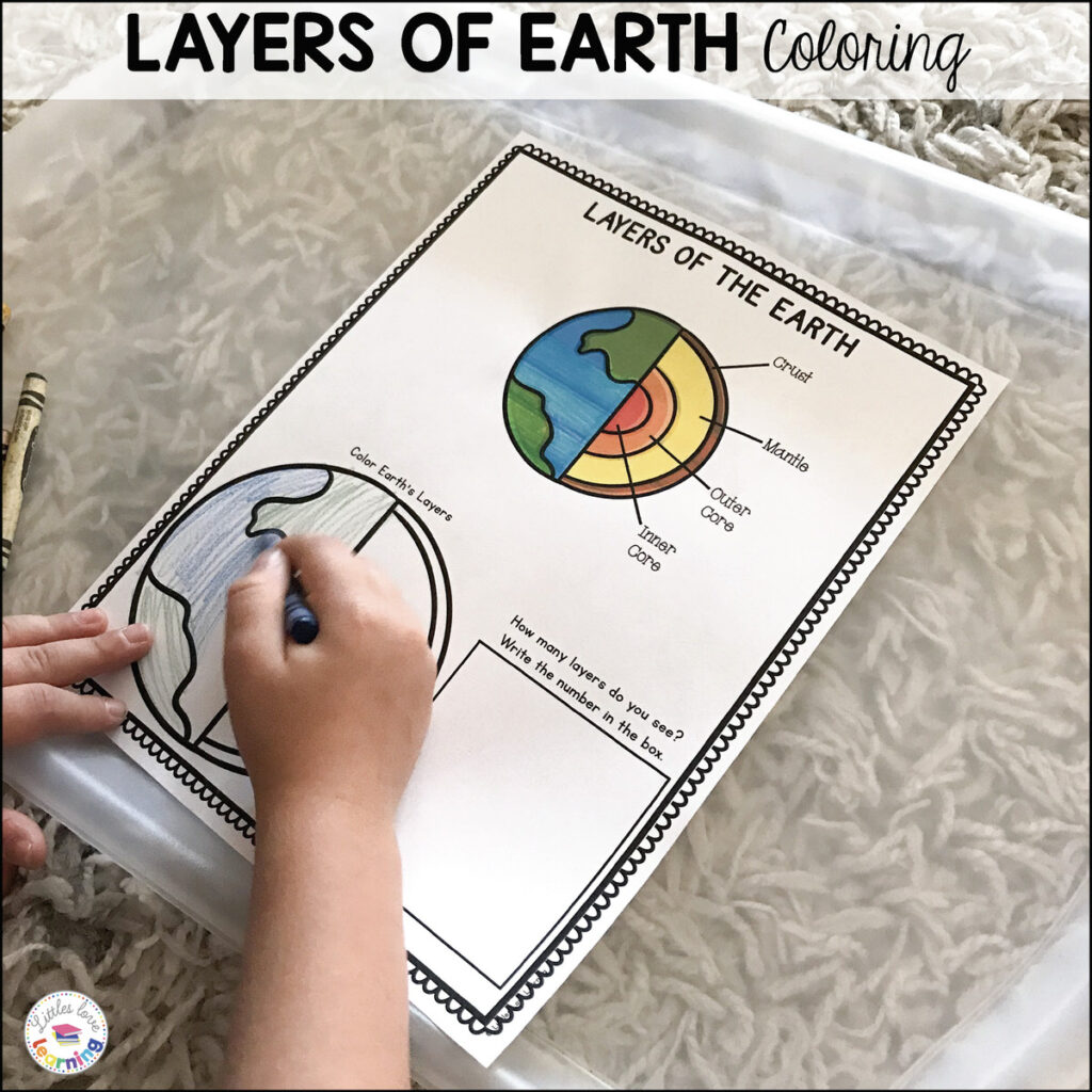 Coloring in the layers of the Earth for preschool