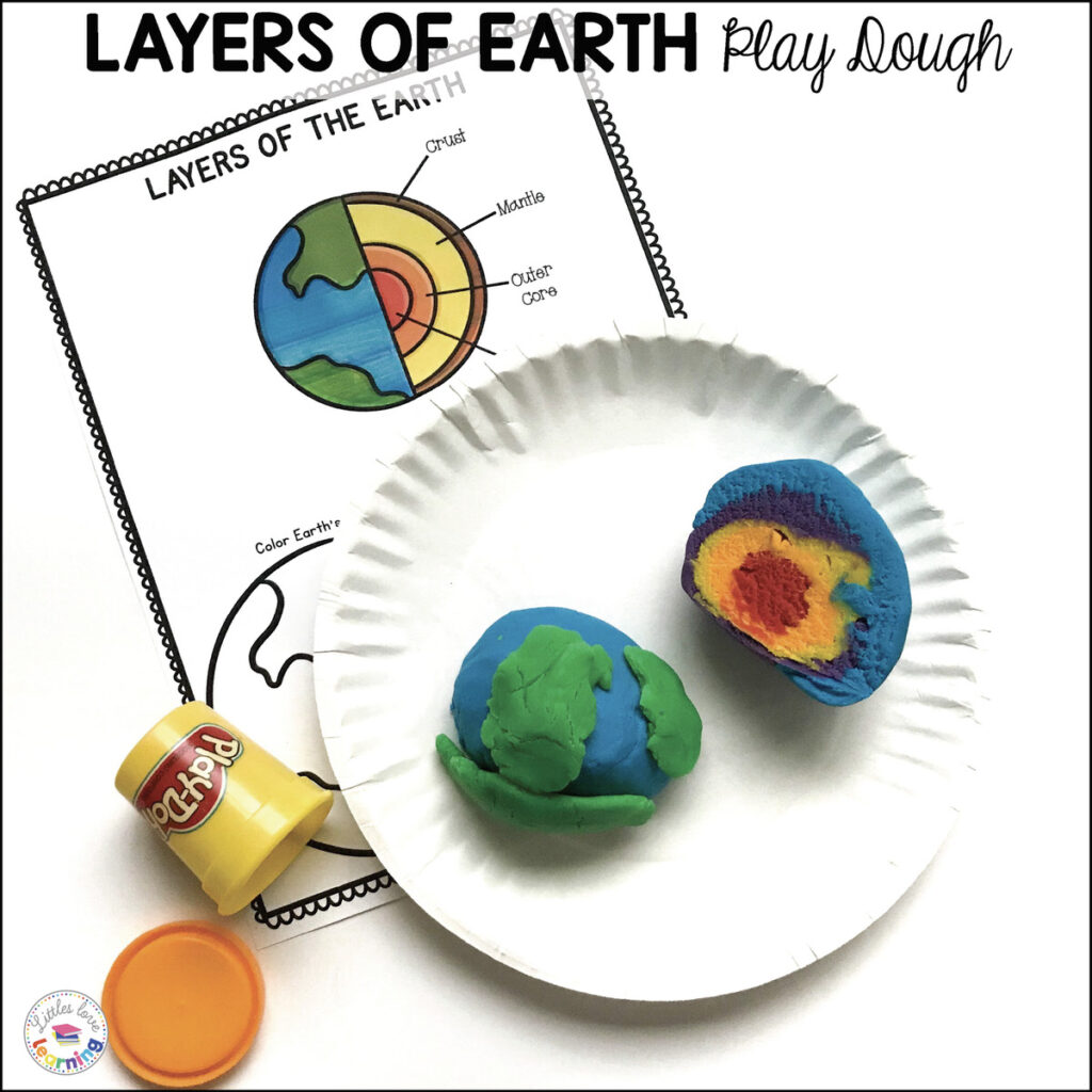Layers of the Earth play dough activity for preschool