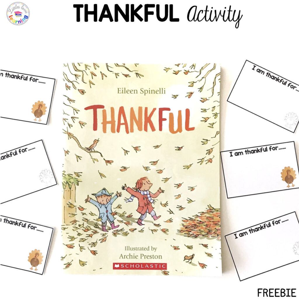 Gratitude activity for preschoolers called I Am Thankful For. Includes free download. Great to pair with a book about gratitude like this book called Thankful by Eileen Spinelli. 
