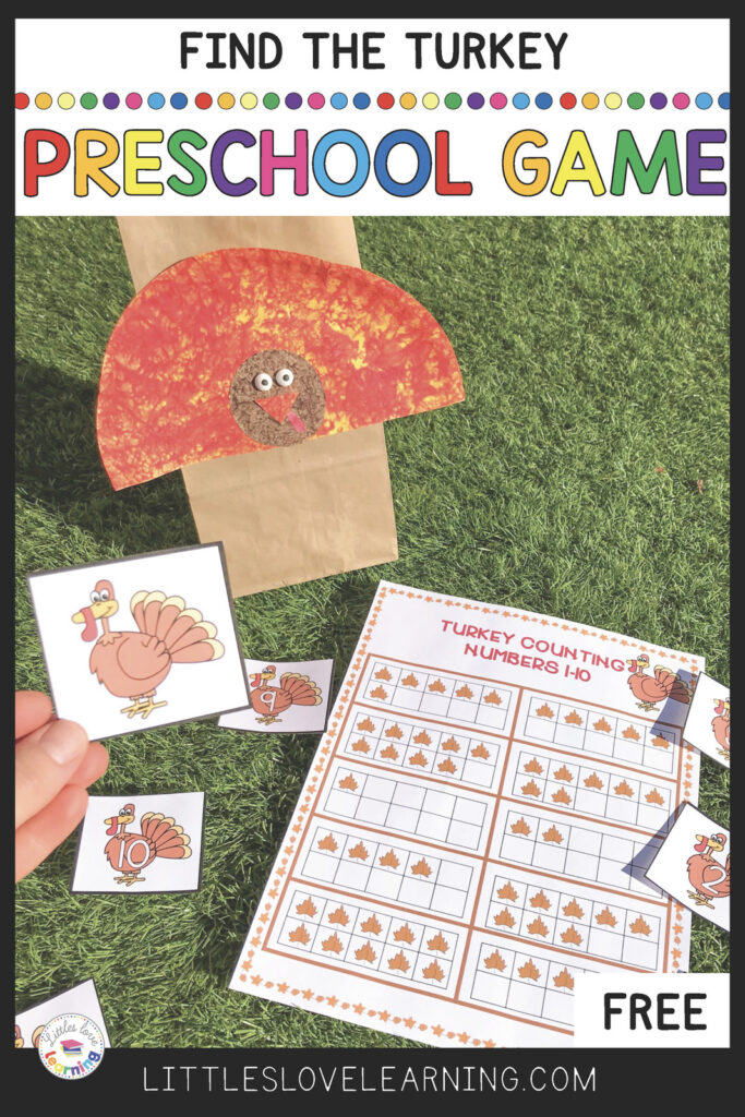 Find the Turkey Preschool Thanksgiving Game (free download) 