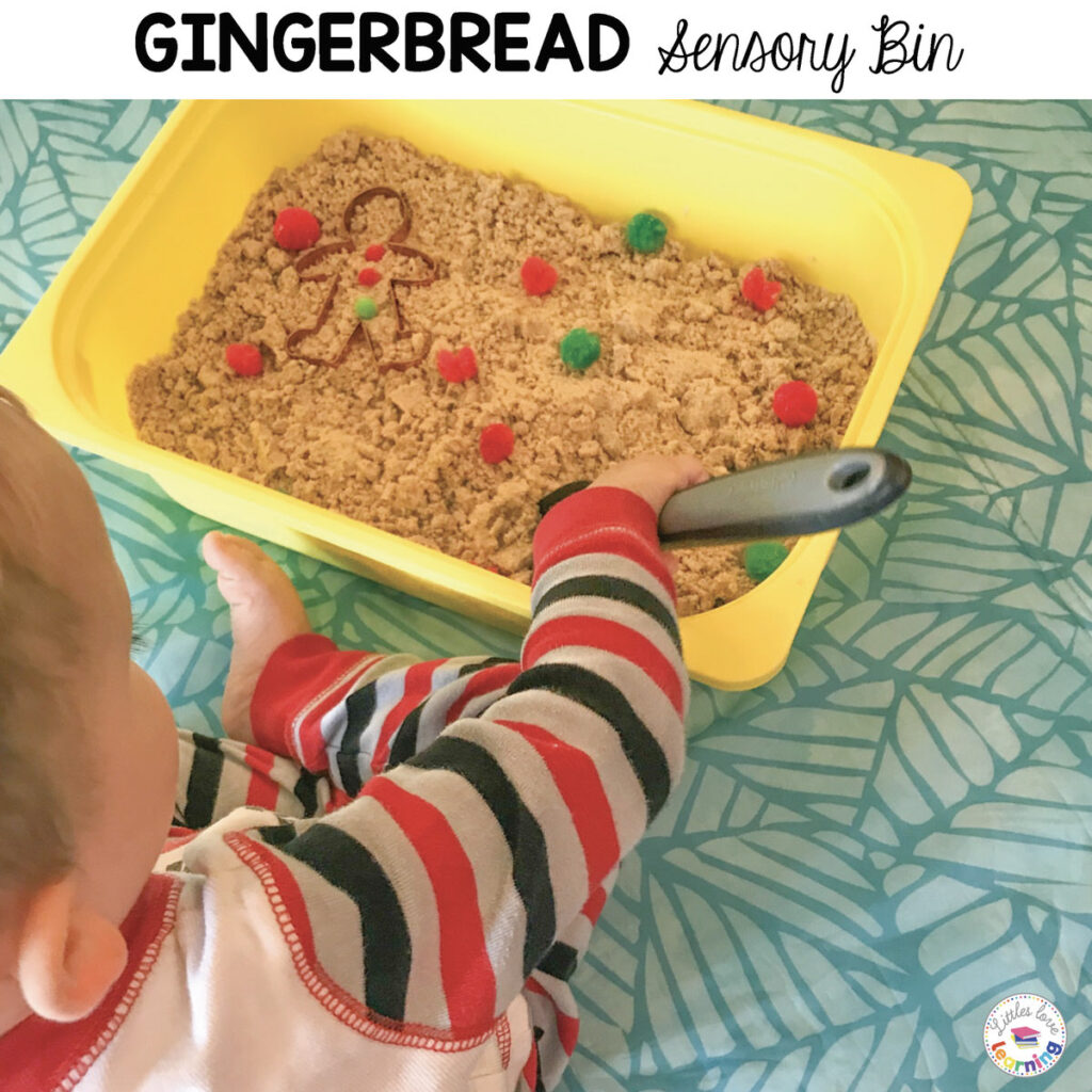 Gingerbread Cloud Dough Sensory Bin for Preschool, Pre-K, and Kindergarten