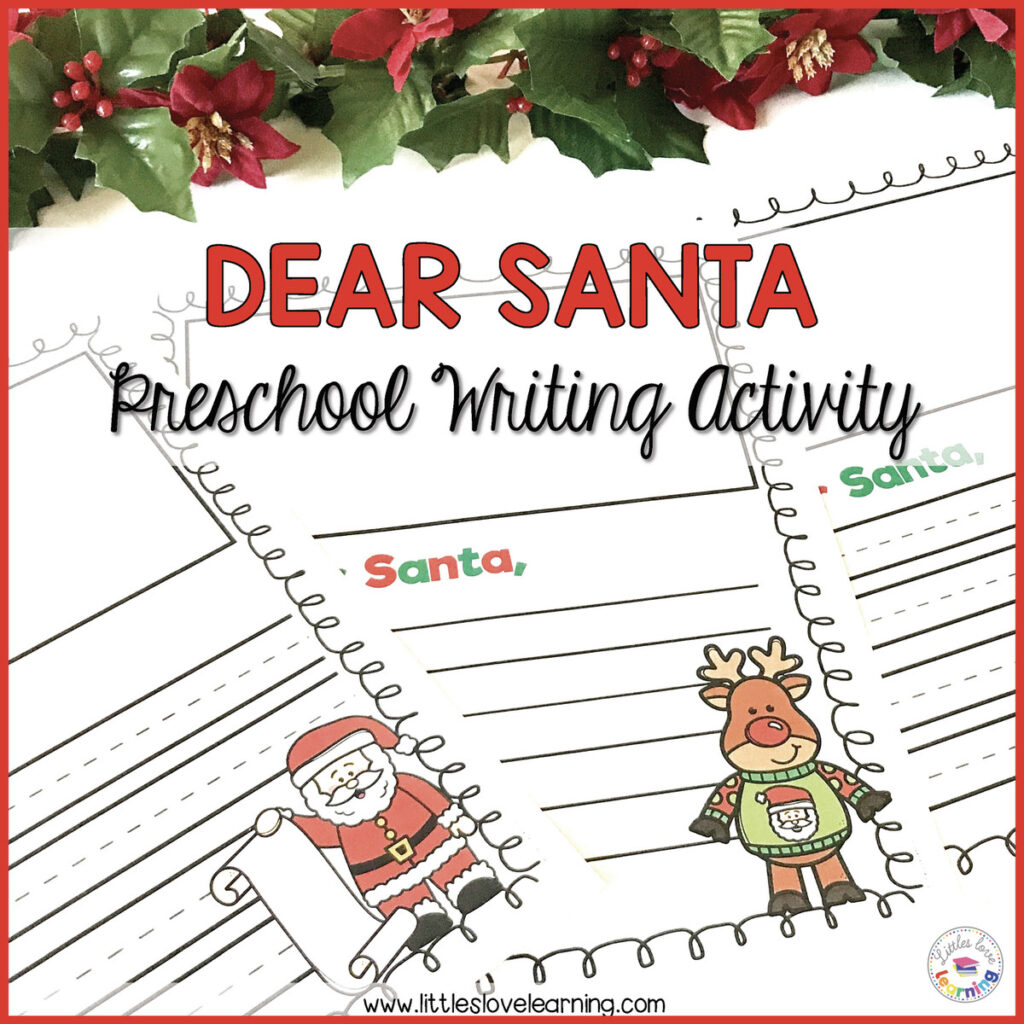 Free Dear Santa letter template for preschool and kindergarten.