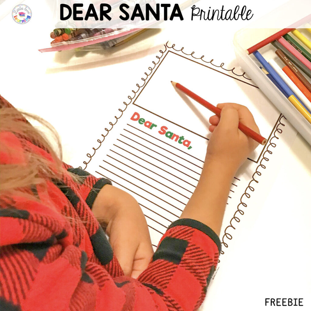 Free Dear Santa letter template for preschool and kindergarten.