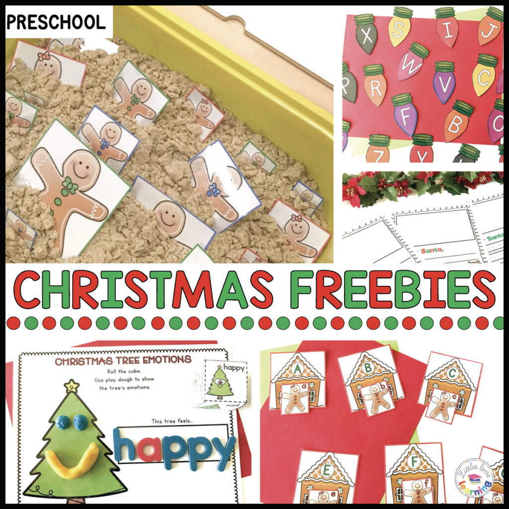 Christmas freebies for preschool and kindergarten (includes math & literacy activities) 