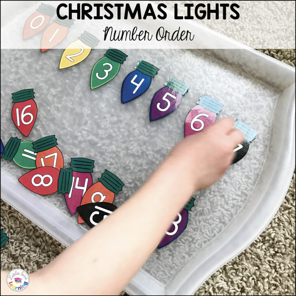 Christmas lights number order activity for preschool 