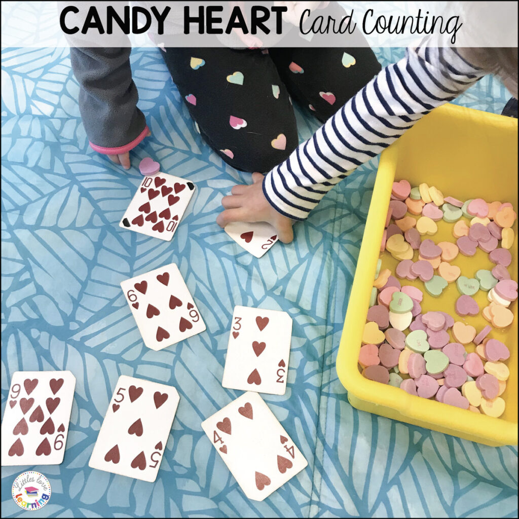 Preschool Valentine's Day candy hearts math activity 