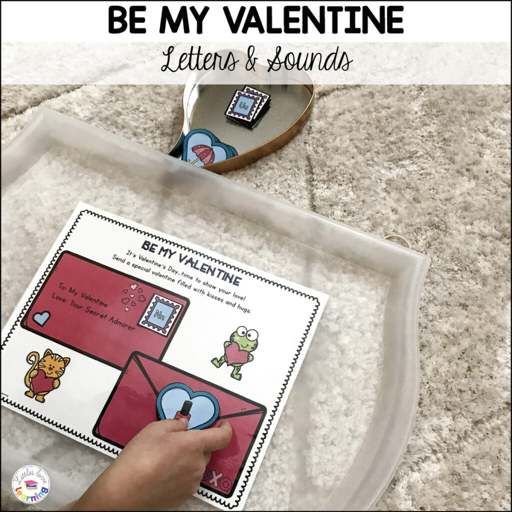 Preschool Valentine's Day letter names and sounds activity