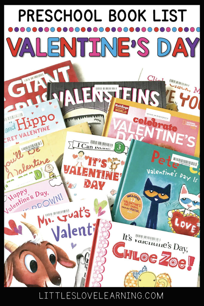 Valentine's Day book list for preschool, pre-k, and kindergarten