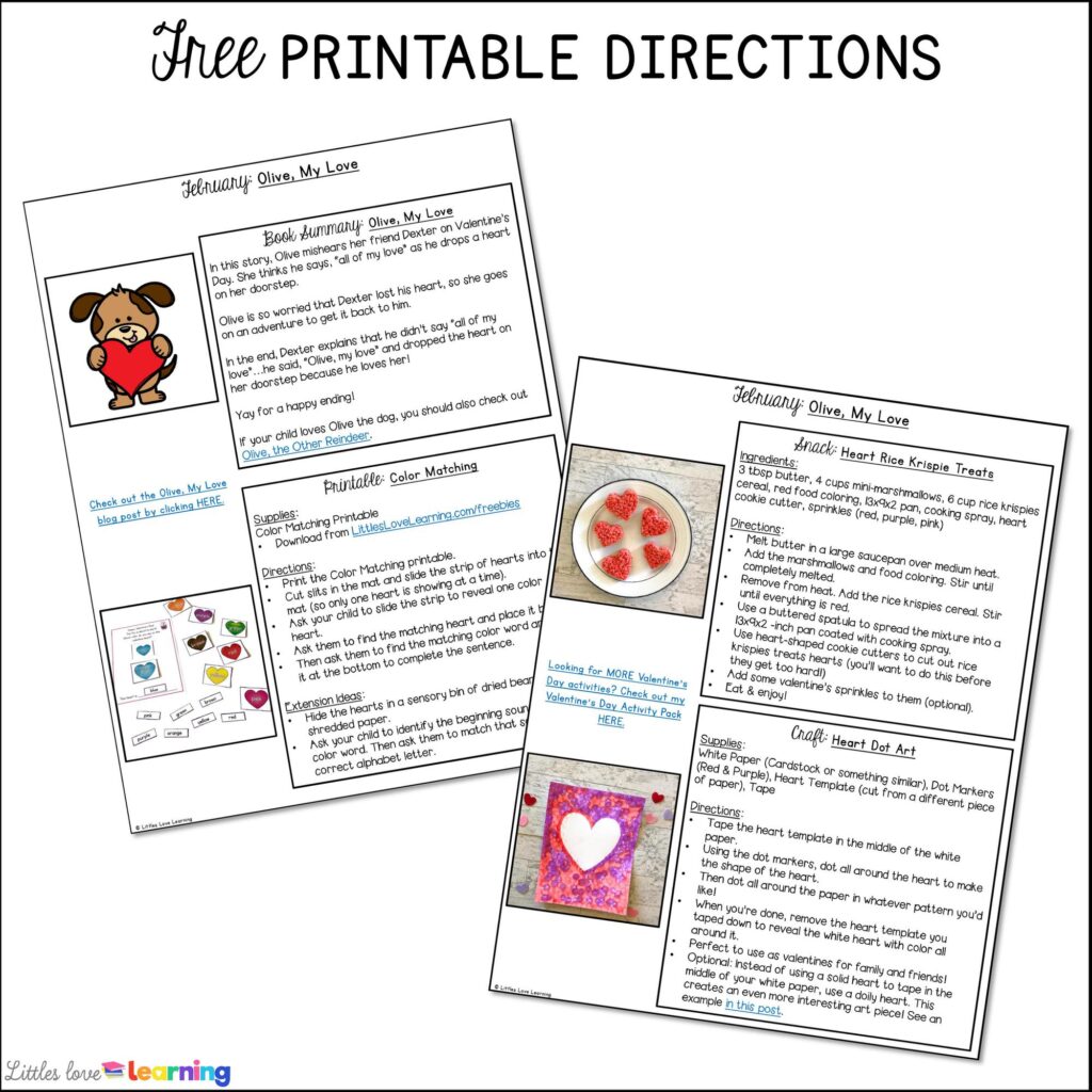 Free Printable directions for all Story of the Month activities 