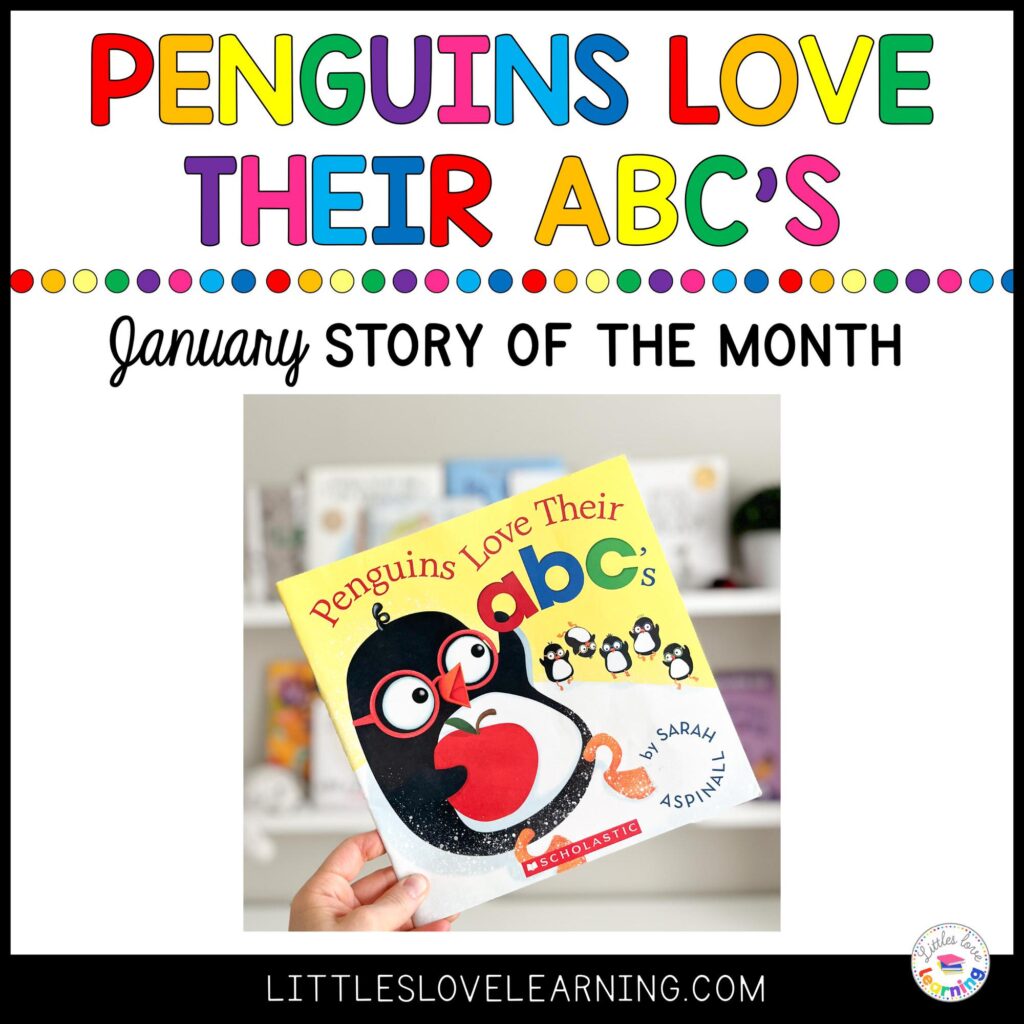 Penguins Love Their ABCs book cover for January Story of the Month 