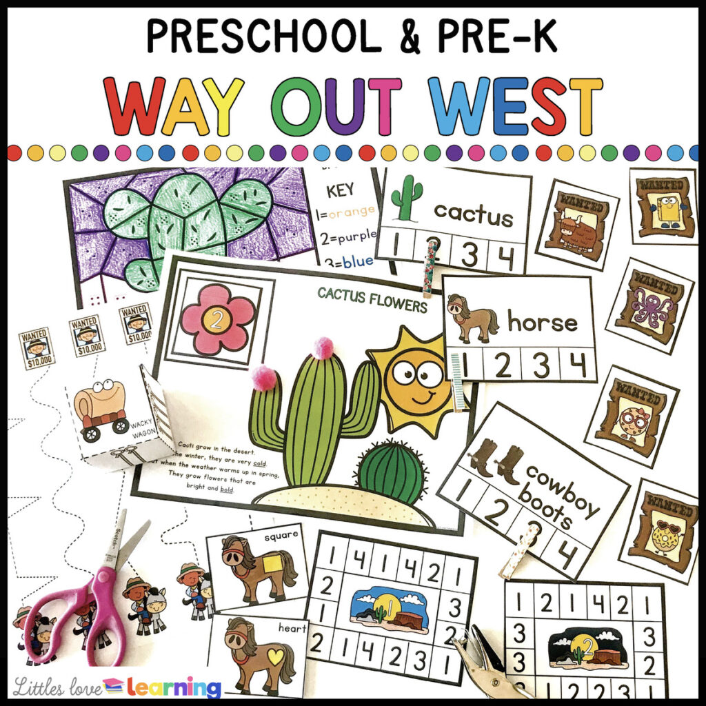 Way Out West printable activity pack for preschool, pre-k, and kindergarten