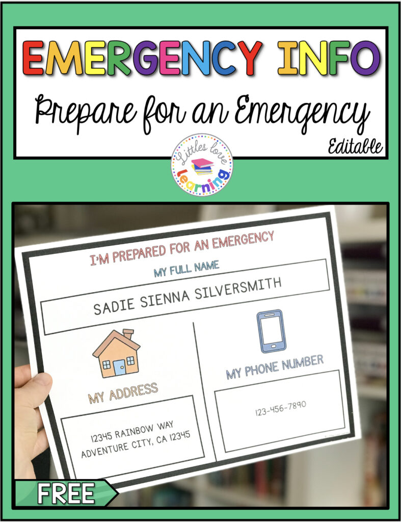 Preschool community helpers emergency form (free download) 