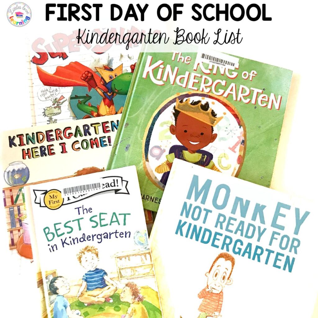 First Day of School book list for kindergarten (5 book covers)