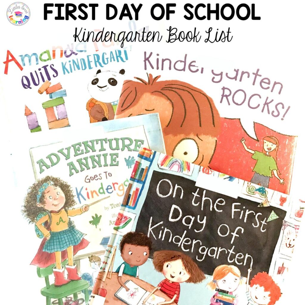 First Day of School book list for kindergarten (4 book covers)