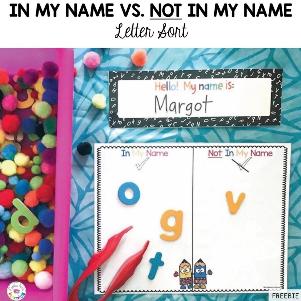 All About Me free letter sort for preschool, pre-k, and kindergarten 