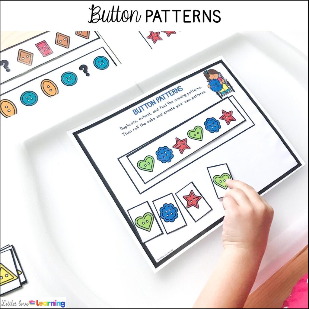 All About Me activities for preschool, pre-k, and kindergarten: Button Patterns