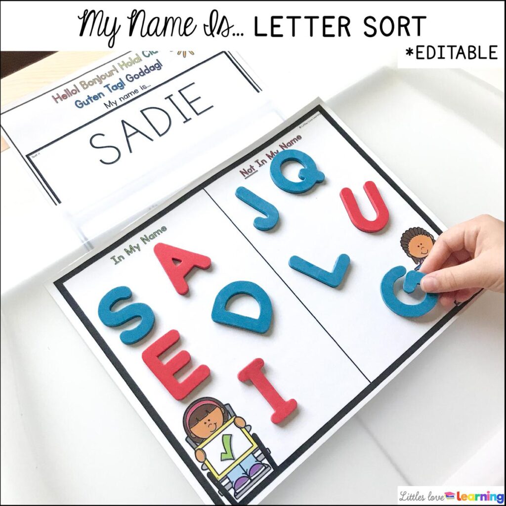 All About Me activities for preschool, pre-k, and kindergarten: My Name Is Letter Sort