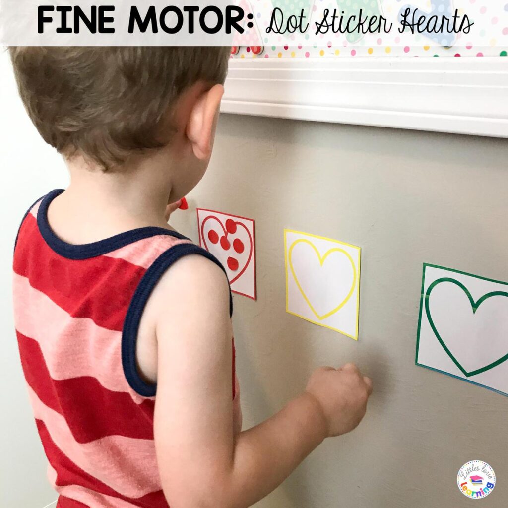 Fine motor activity inspired by The Kissing Hand by Audrey Penn: Dot Stickers.