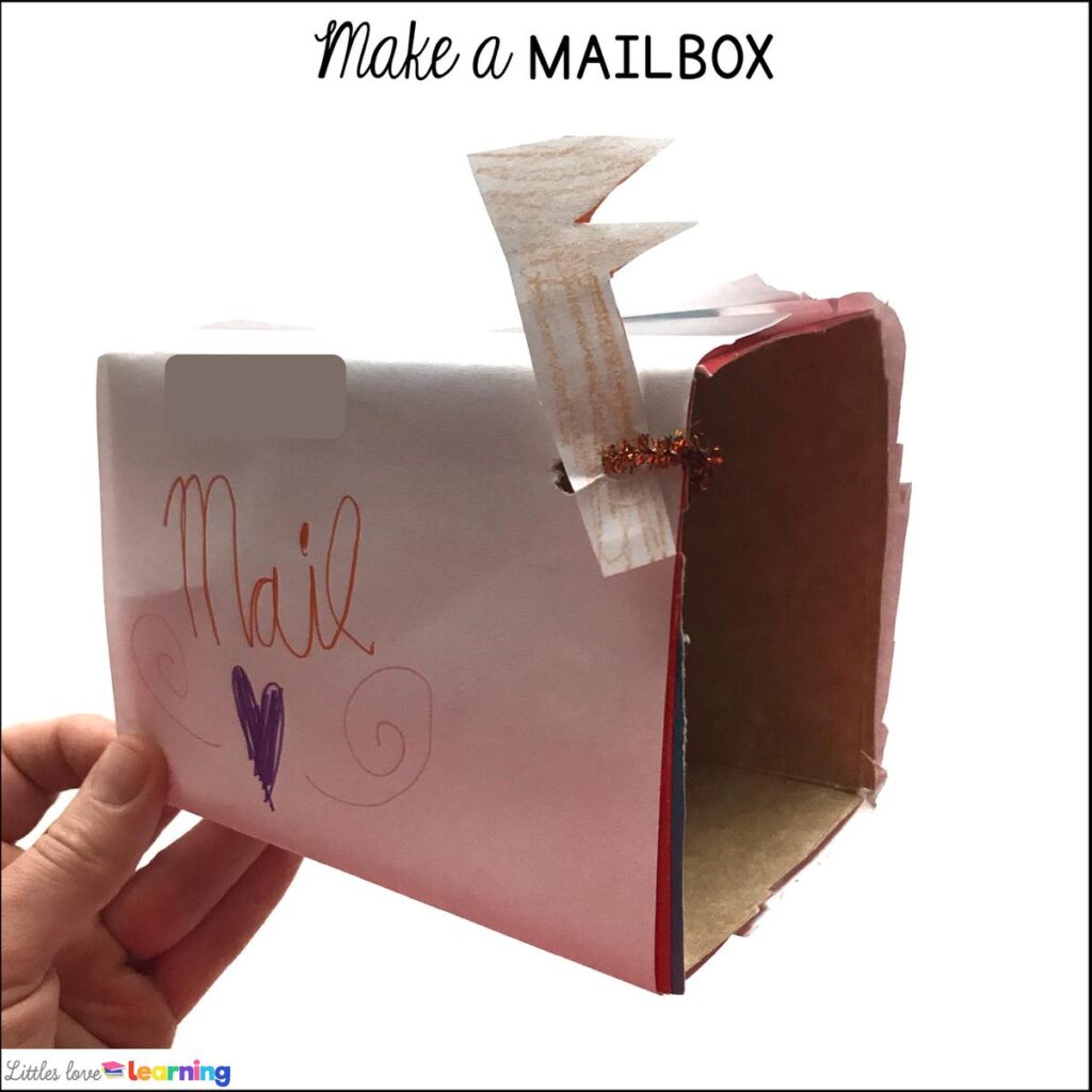 Preschool community helpers make a mailbox 