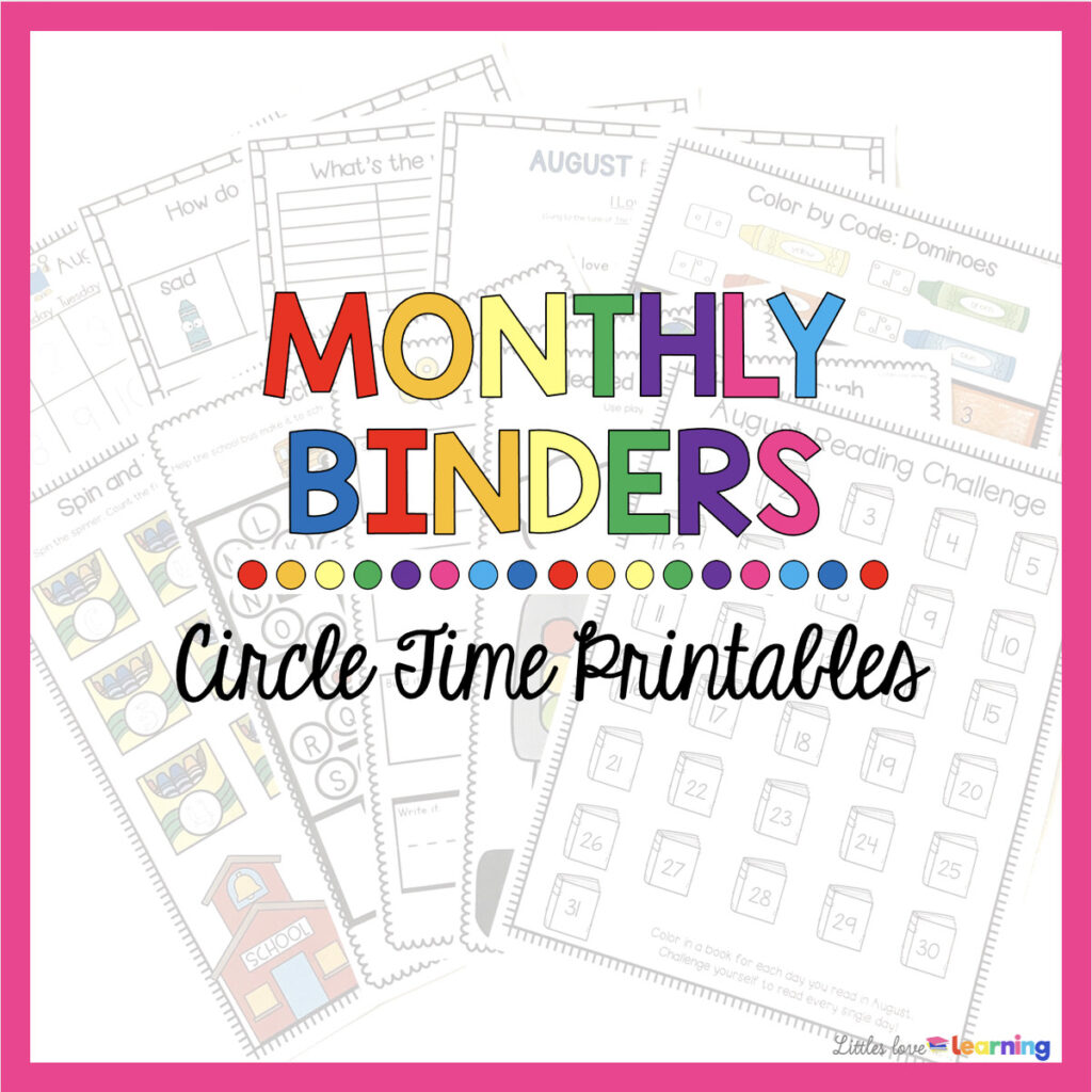 Monthly Binders of Circle Time Printables 