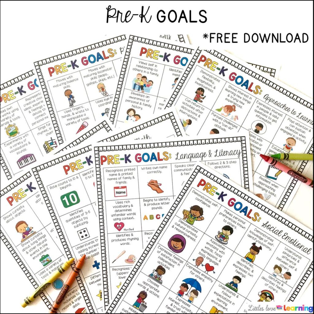 Preschool and Pre-K End of the Year Goals (Free Printables)