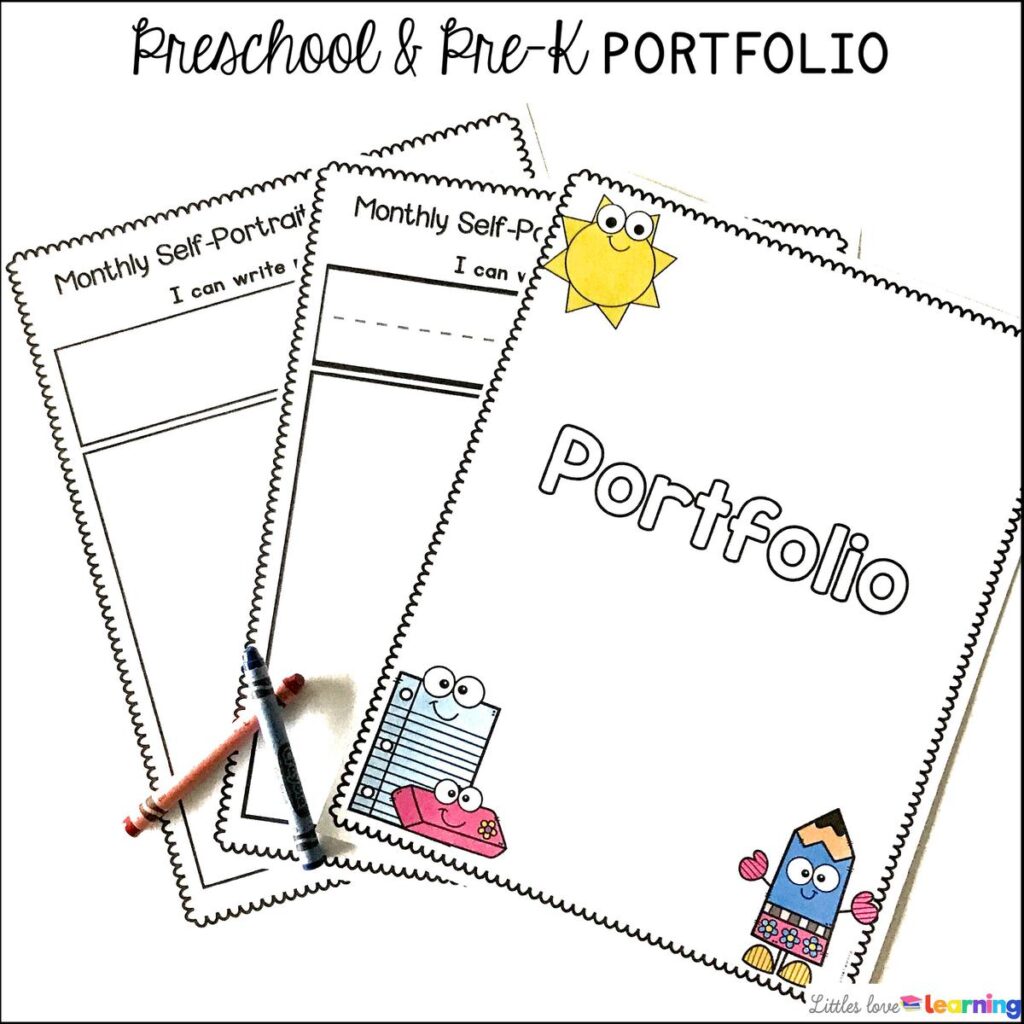 Preschool and Pre-K Portfolio (monthly self-portrait and name writing practice) 